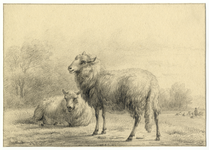 202556 Afbeelding van twee schapen in het park van de buitenplaats Beukenburg aan de Beukenburgerlaan bij Groenekan ...